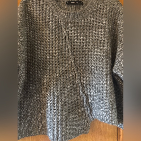 Zara Charcoal asymmetrical Knit Pullover sweater. - Picture 5 of 10